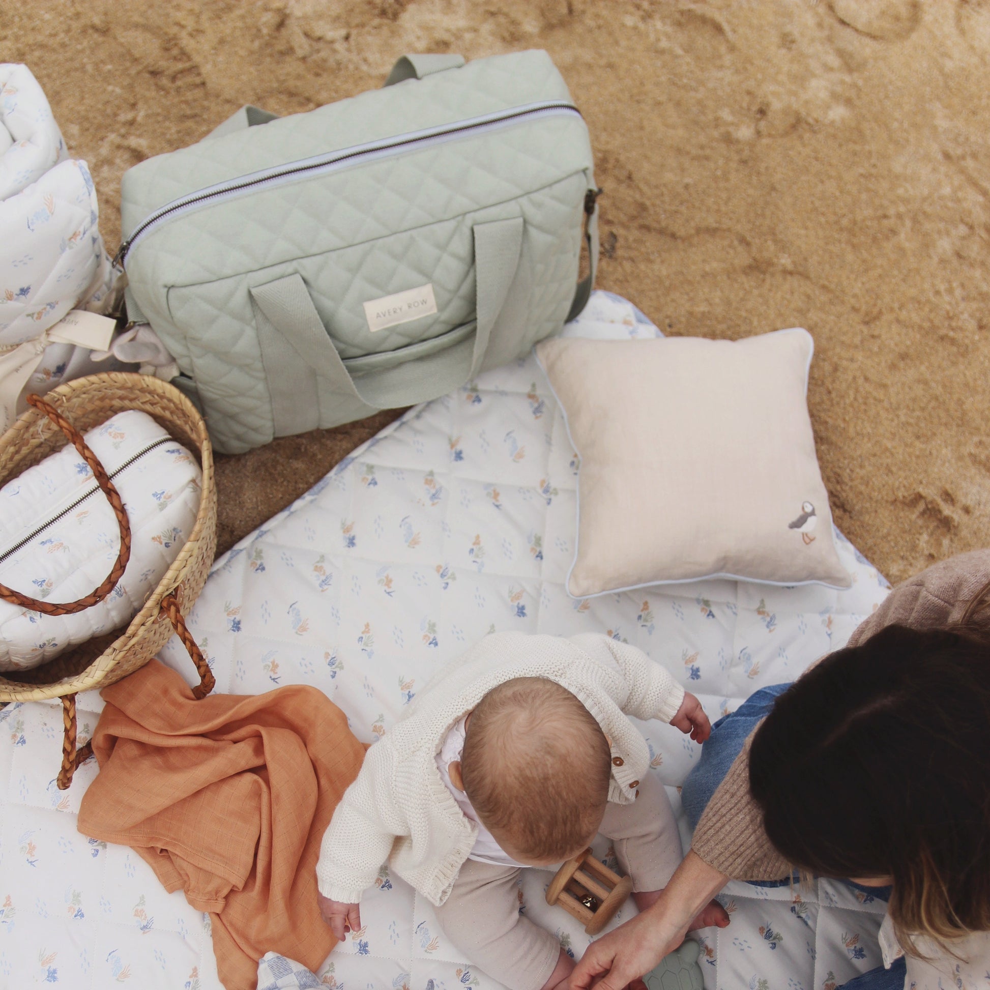 Avery Row Baby Changing Bag with Pram Clips - Sage