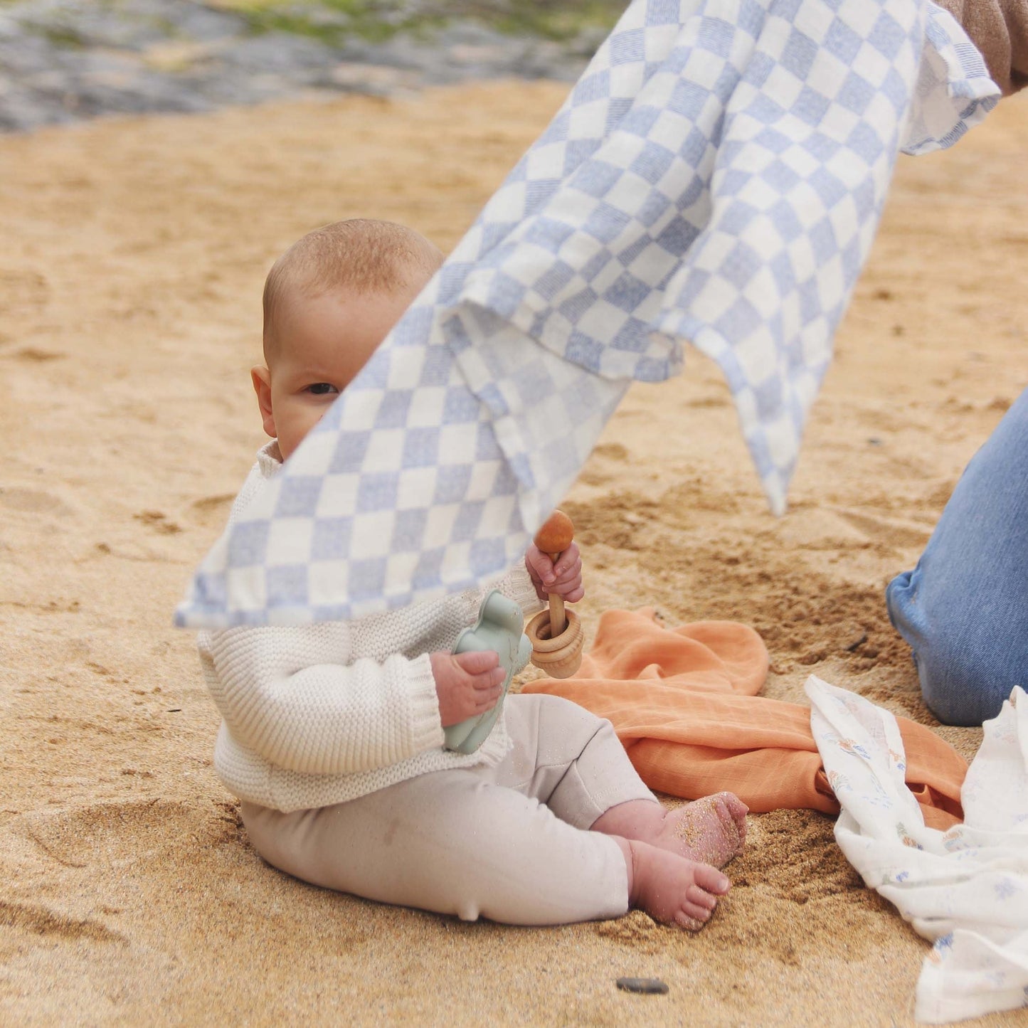 Avery Row Organic Baby Muslin Squares Set of 3 - Coastline