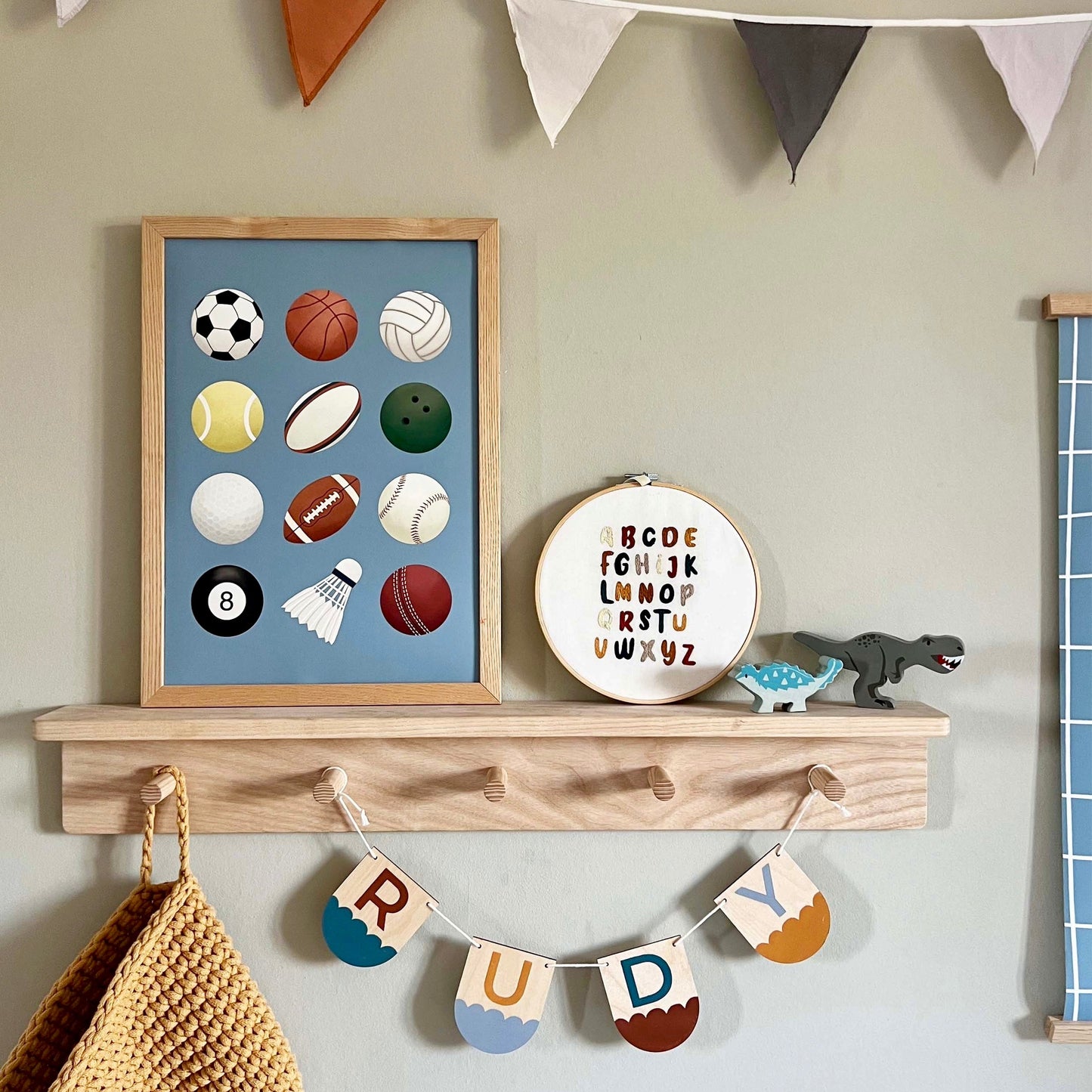 Kid of the Village Sports Balls Art Print - Blue