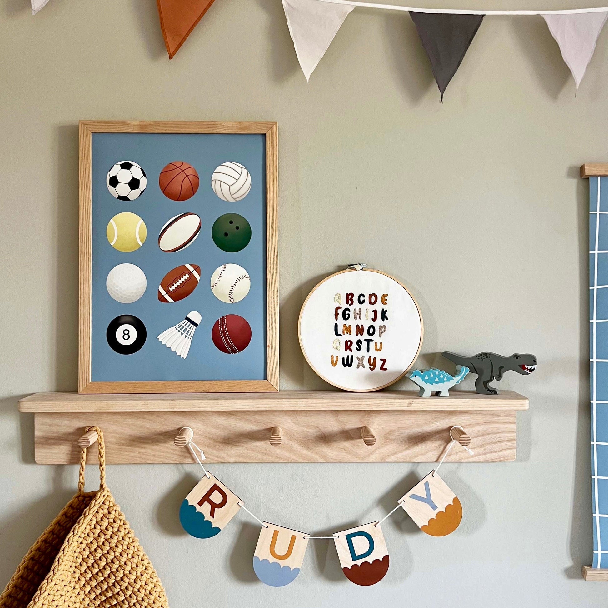 Kid of the Village Sports Balls Art Print - Blue
