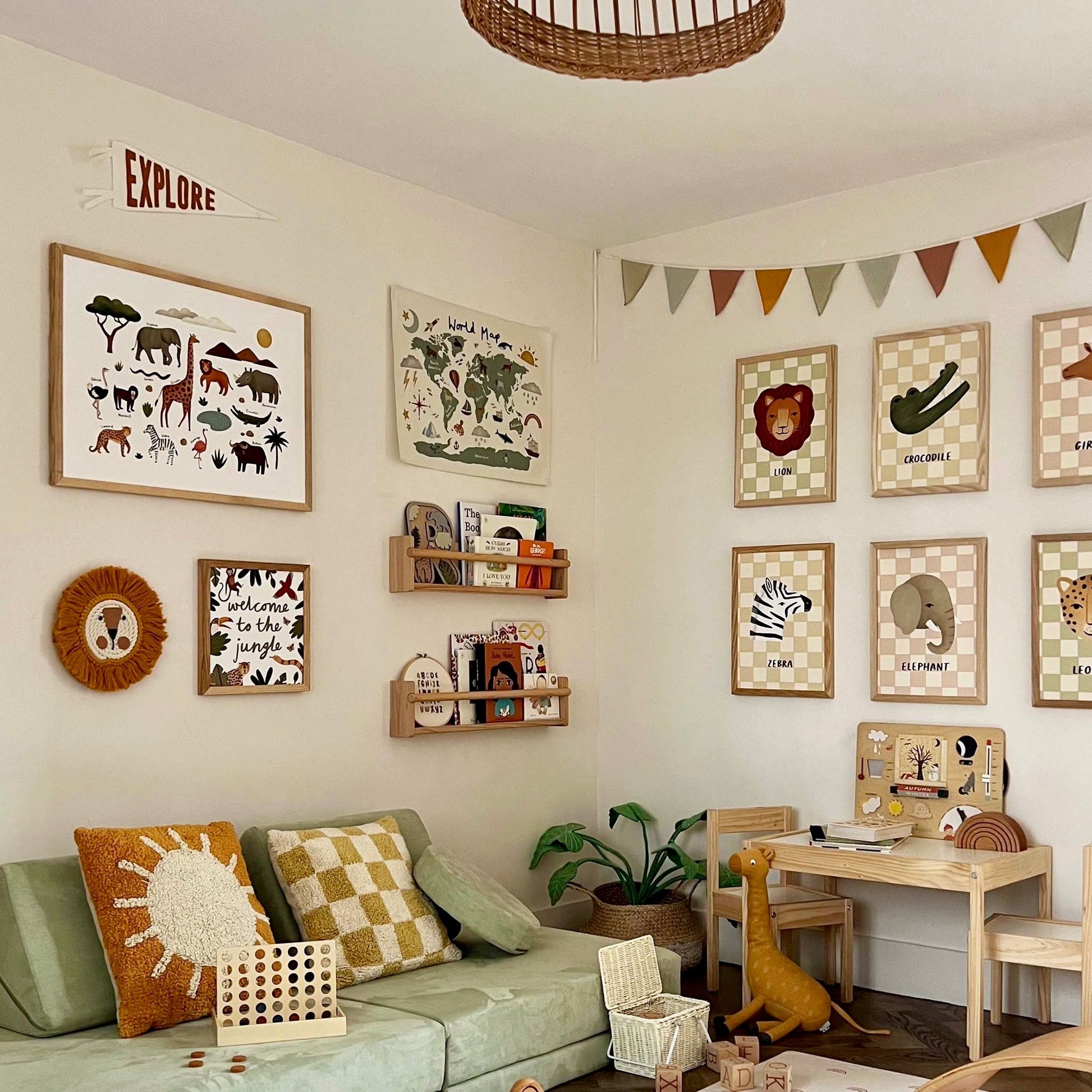 Kid of the Village Animals on Safari Art Print - White