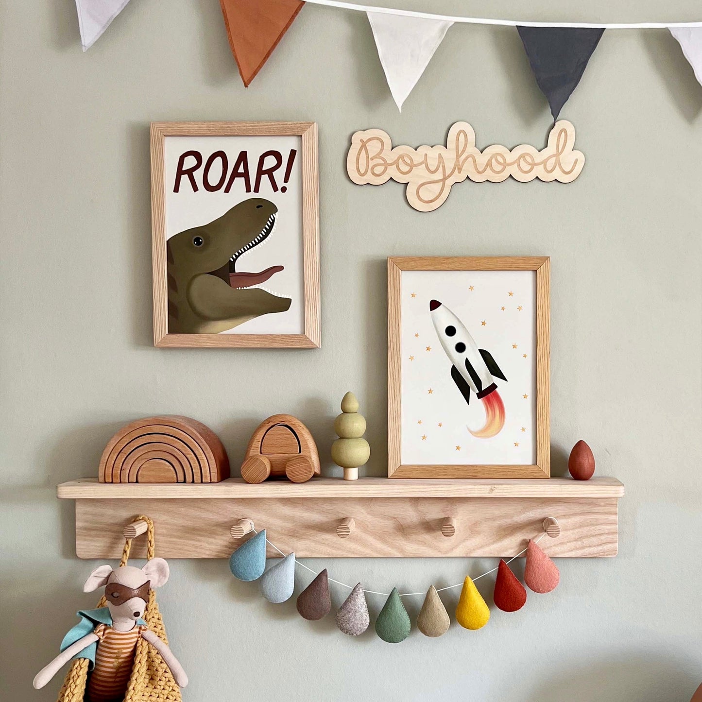 Kid of the Village Roar Dinosaur Art Print - Stone