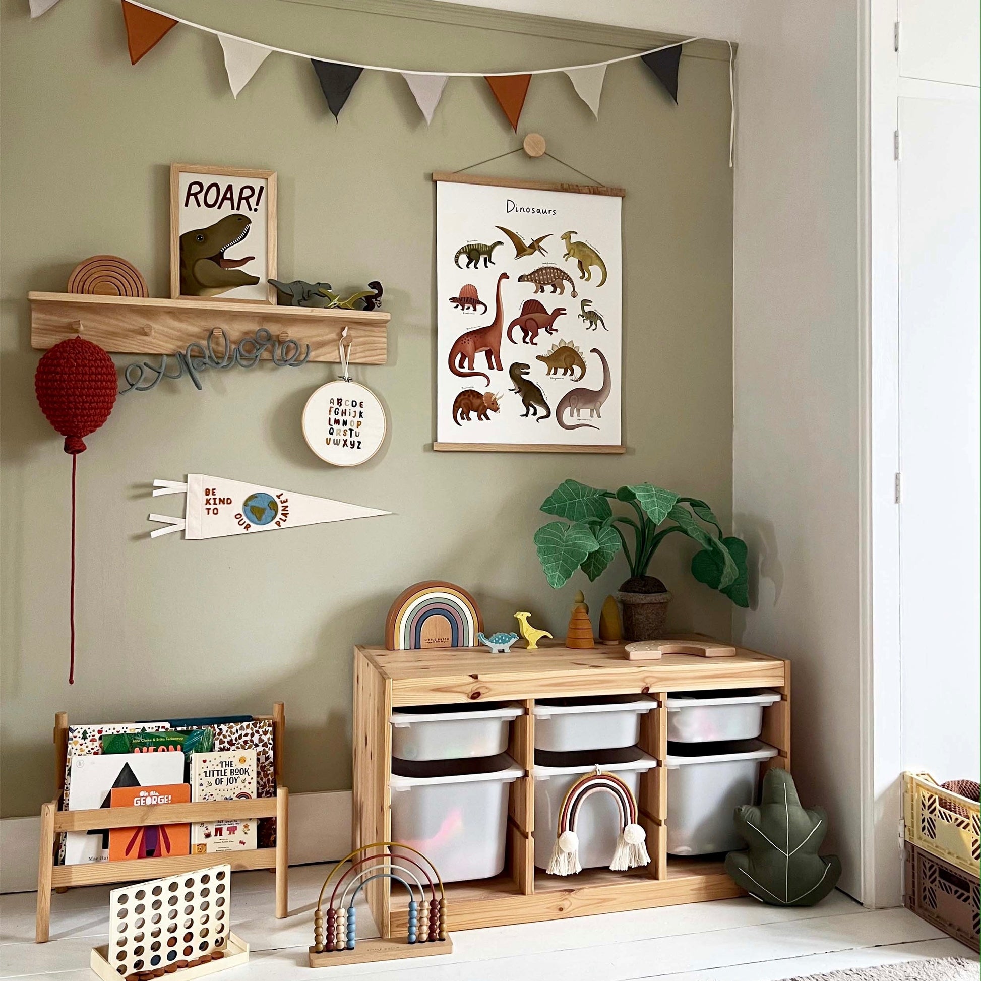 Kid of the Village Dinosaur Chart Art Print - White