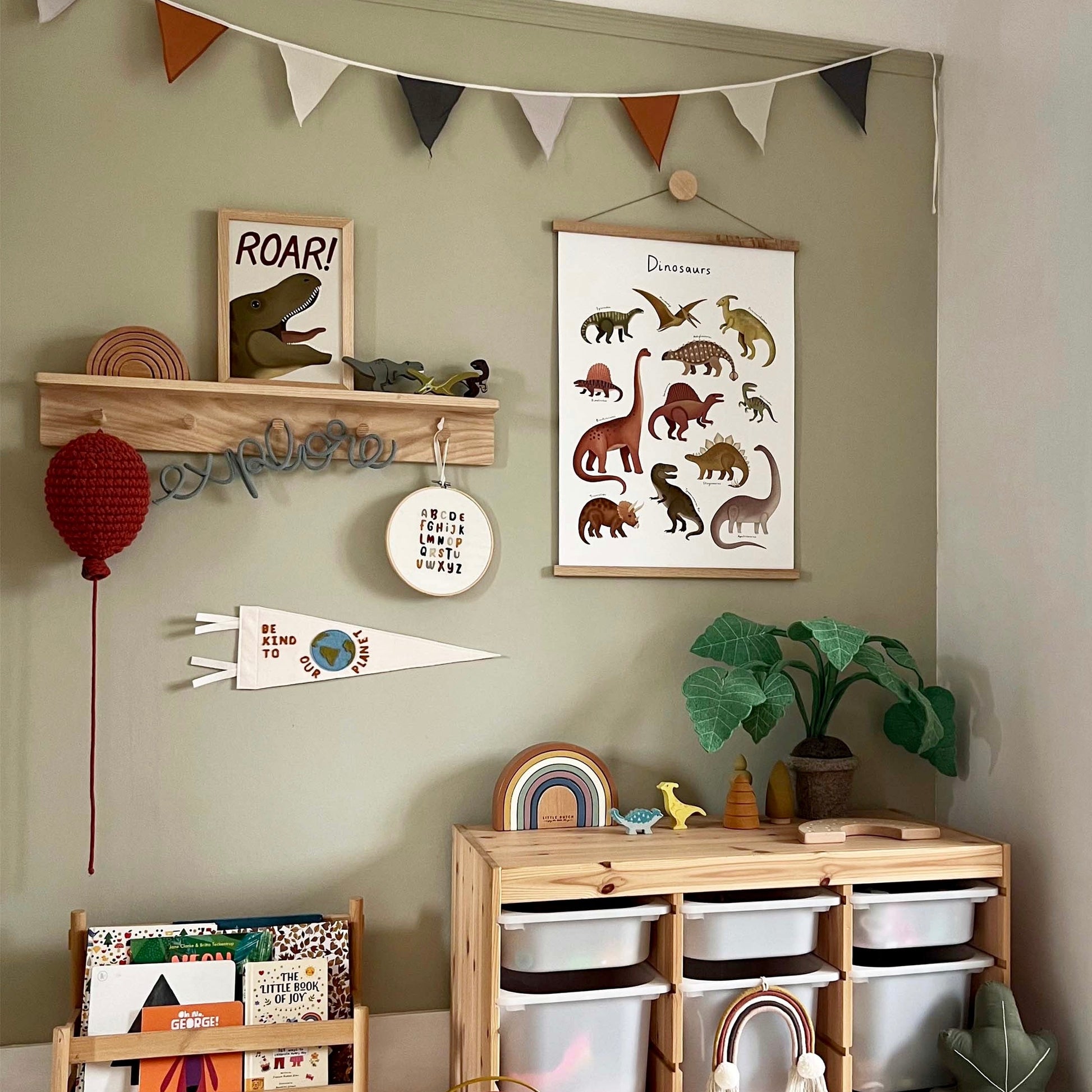 Kid of the Village Roar Dinosaur Art Print - Stone