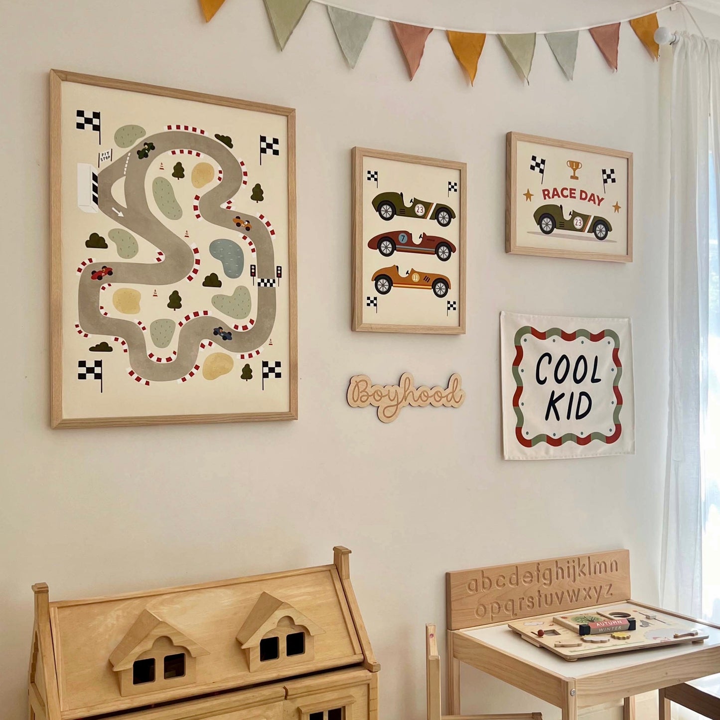 Kid of the Village Race Track Art Print - Light Cream