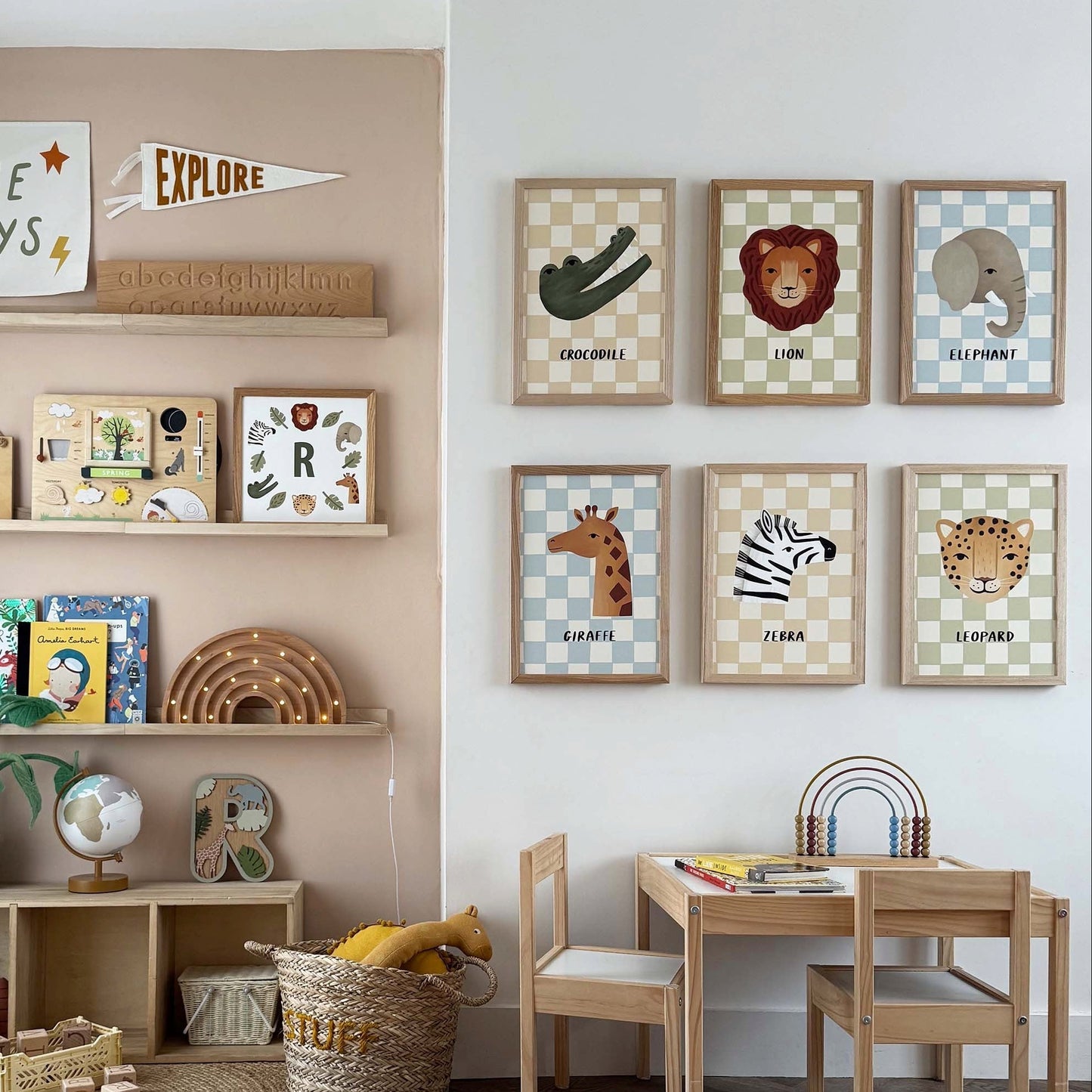 Kid of the Village Zebra Check Art Print - Beige