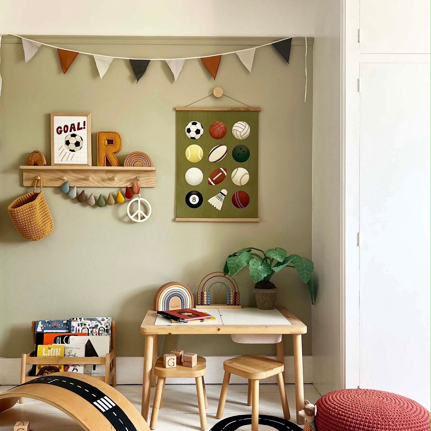 Kid of the Village Sports Balls Art Print - Green