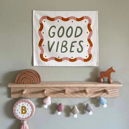 Kid of the Village Good Vibes Wall Banner - Green