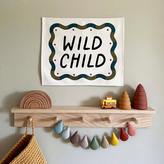 Kid of the Village Wild Child Wall Banner - Black