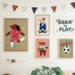 Kid of the Village Footie Pup Art Print - Red Stripe