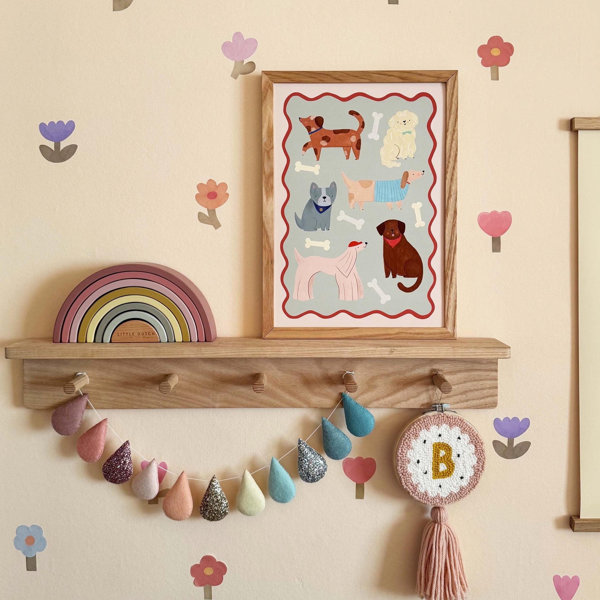 Kid of the Village Dogs Art Print - Sage/Pink