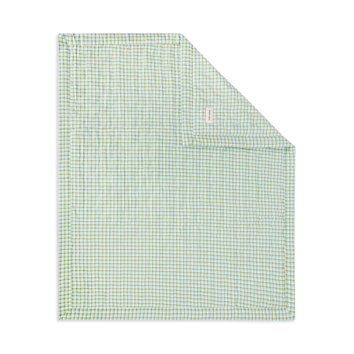 Avery Row Organic Quilted Single Bedspread - Greenhouse Gingham
