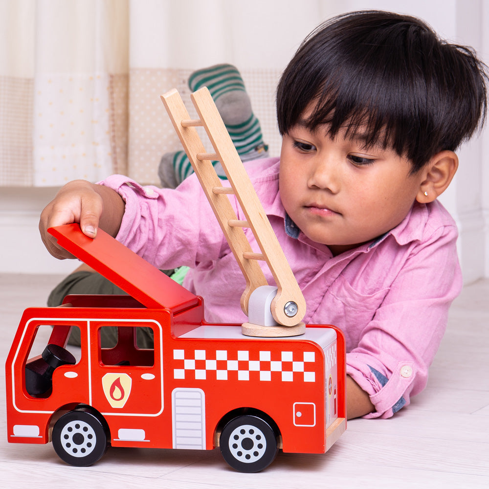 Bigjigs Wooden Toy Fire Engine