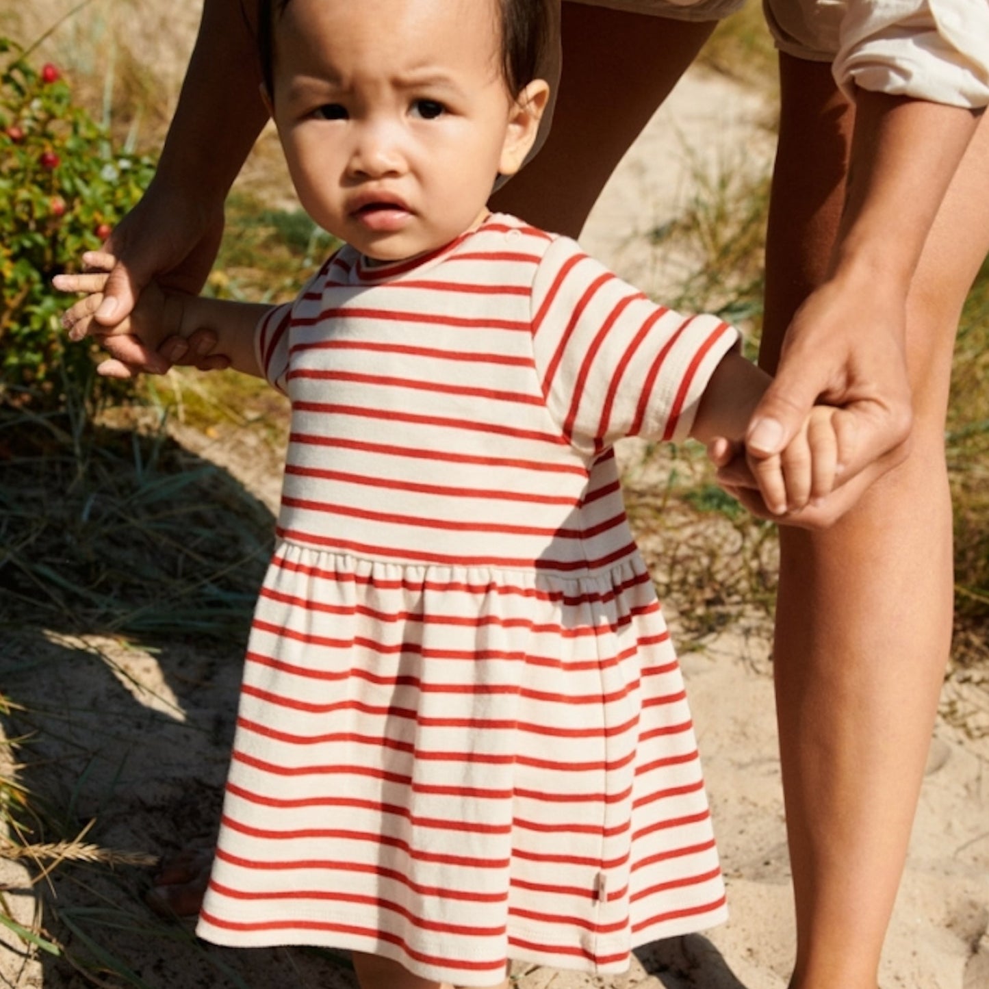 Wheat 'Anna' S/S Baby Jersey Dress - Red Stripe