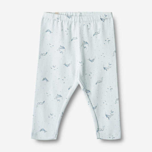 Wheat 'Silas' Jersey Baby Pants - Light Blue Whales