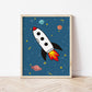 The Little Jones Space Rocket Print - Blue