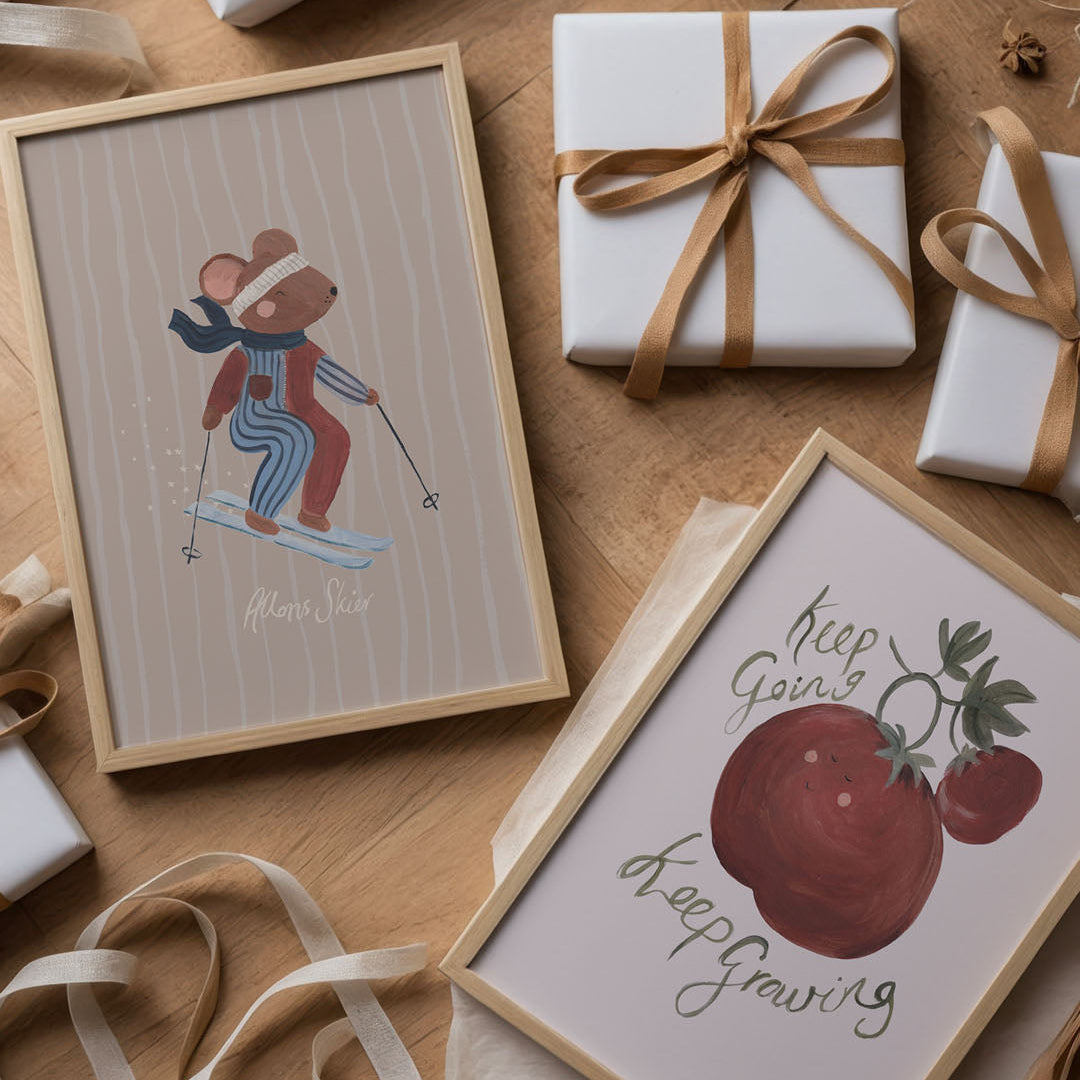 Lion & The Pear Hit The Slopes - Mouse Art Print
