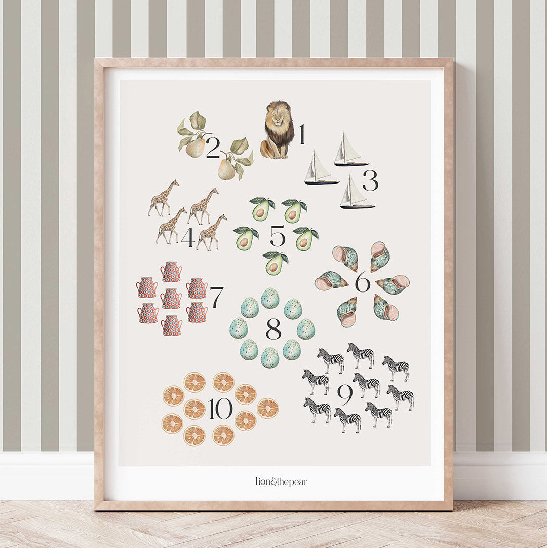 Lion & The Pear Count With Me - Numbers Art Print
