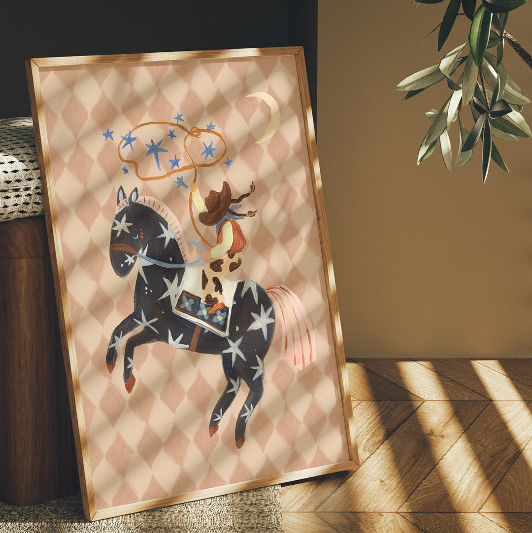 Lion & The Pear Catching Stars Cowgirl Art Print