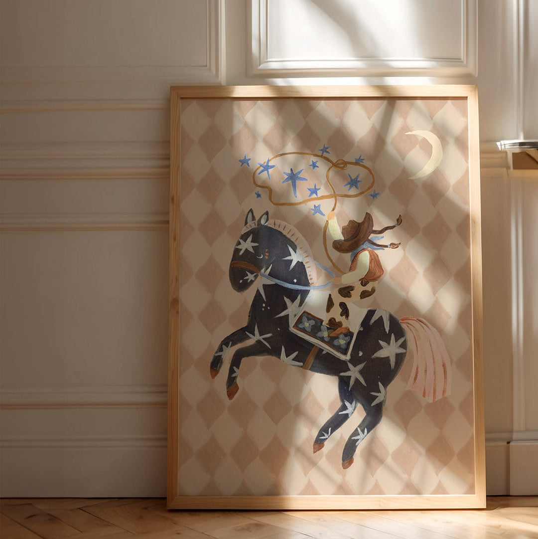 Lion & The Pear Catching Stars Cowgirl Art Print