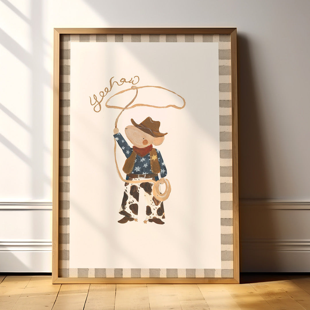 Lion & The Pear Cowboy Mouse Art Print