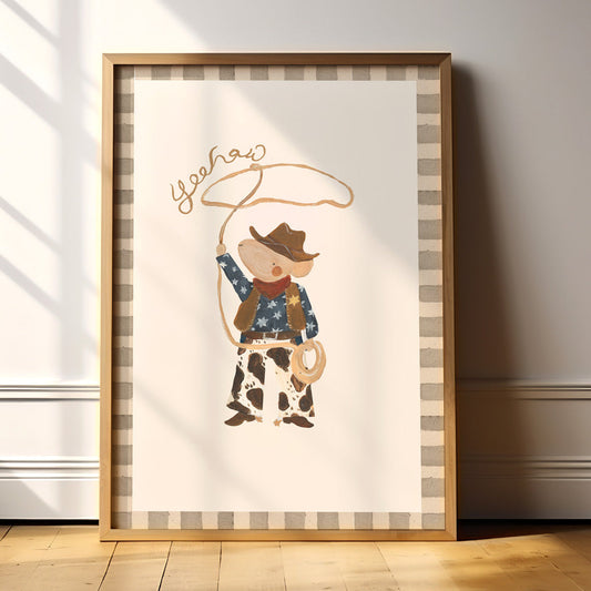 Lion & The Pear Cowboy Mouse Art Print