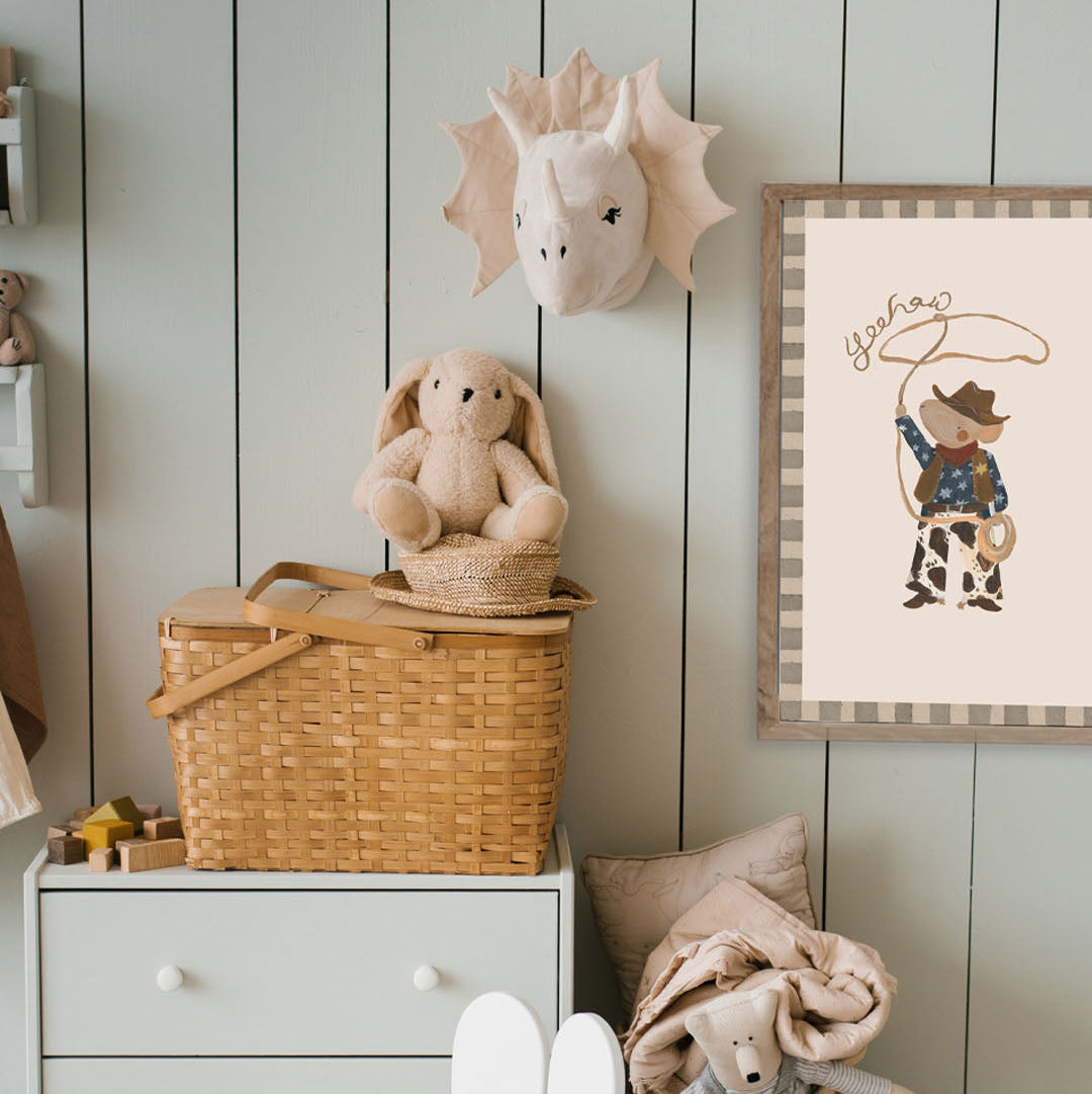 Lion & The Pear Cowboy Mouse Art Print