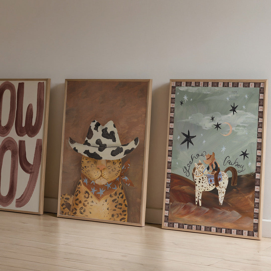 Lion & The Pear Howdy - Leopard Cowboy Art Print