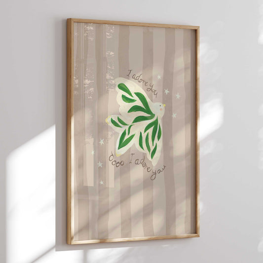 Lion & The Pear I Adore You - Bird Art Print