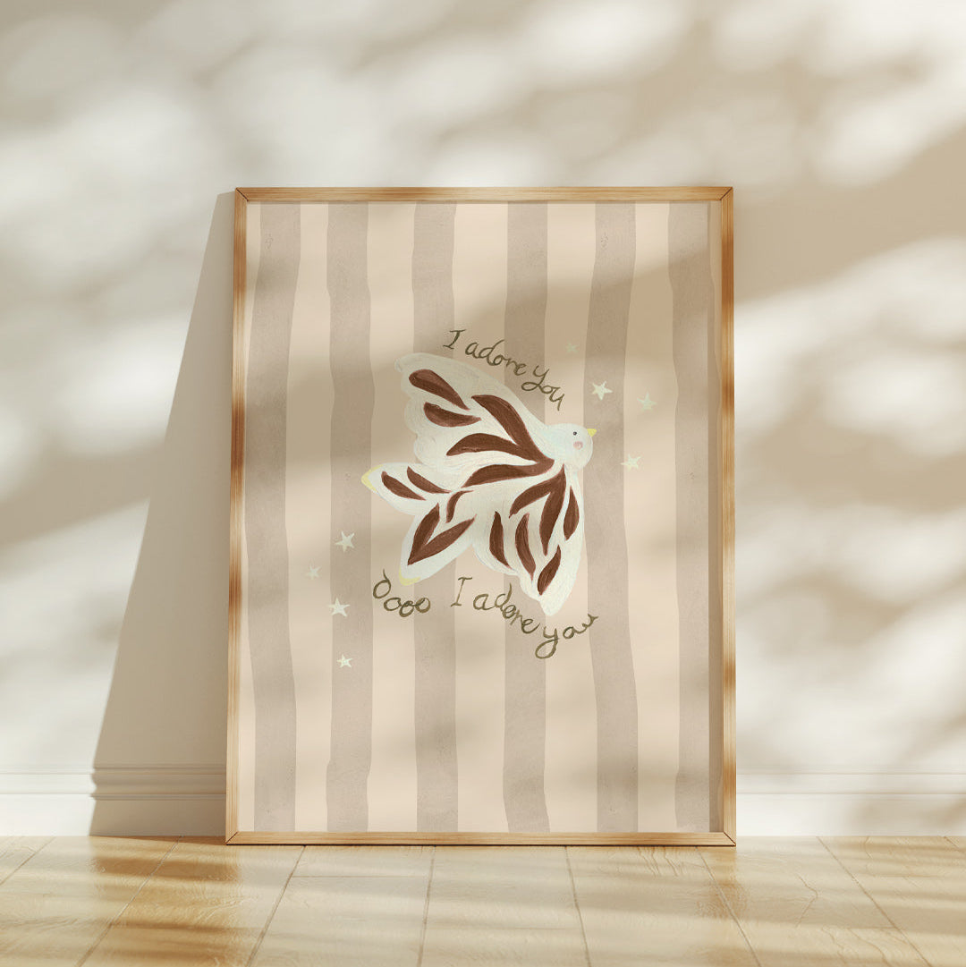 Lion & The Pear I Adore You - Bird Art Print - Clay