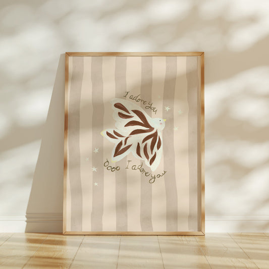 Lion & The Pear I Adore You - Bird Art Print - Clay
