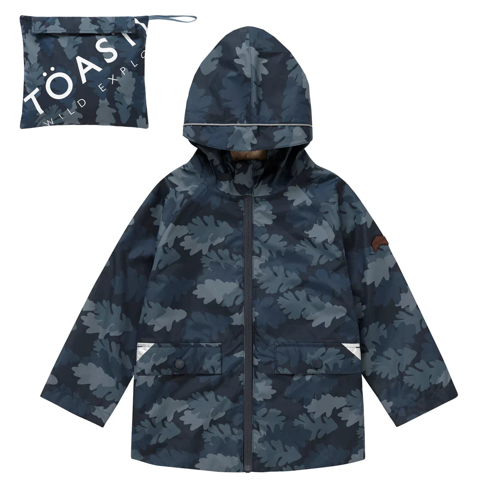 Toastie Kids Pac-A-Mac Waterproof Raincoat - Navy Leaf Camo