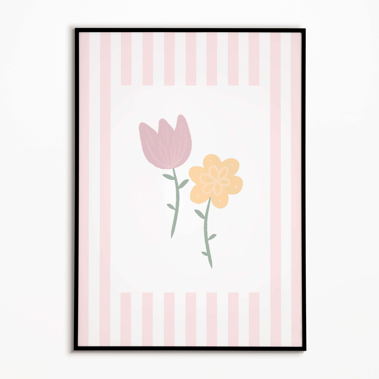 The Little Jones Flowers Print - Pale Pink Stripes