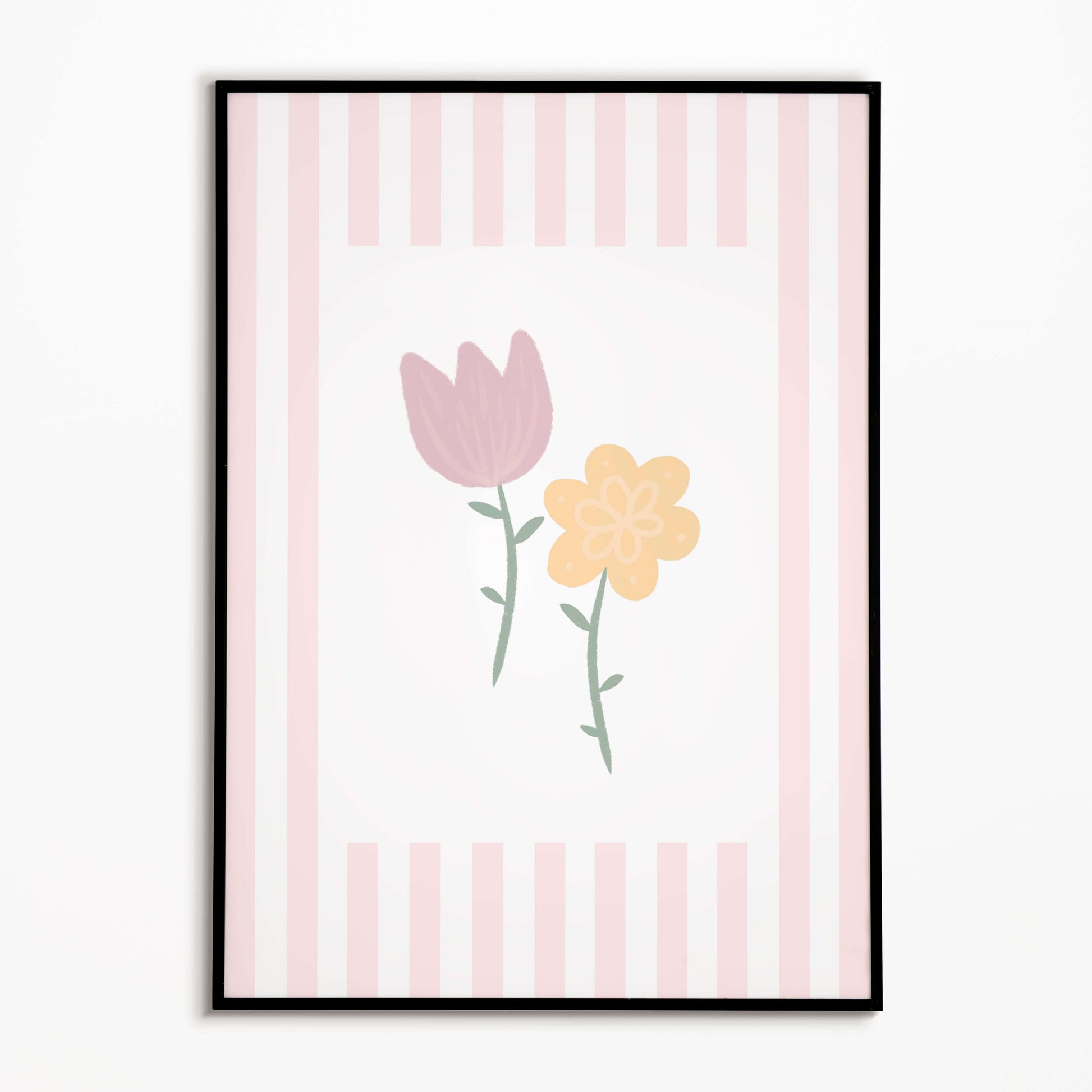 The Little Jones Flowers Print - Pale Pink Stripes