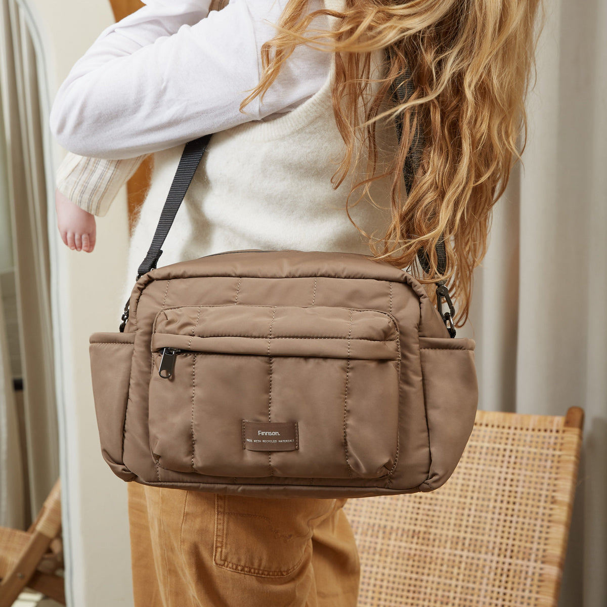 Finnsøn FREYA Eco Oversized Stroller Organiser with Clips - Mocha