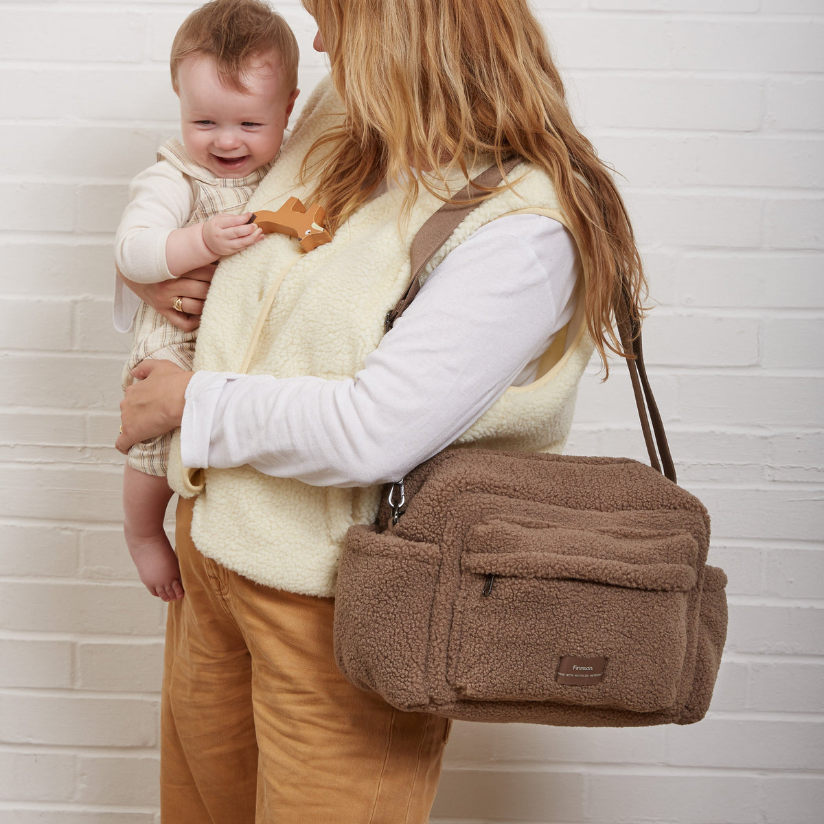 Finnsøn FREYA Eco Oversized Stroller Organiser with Clips - Mocha Borg