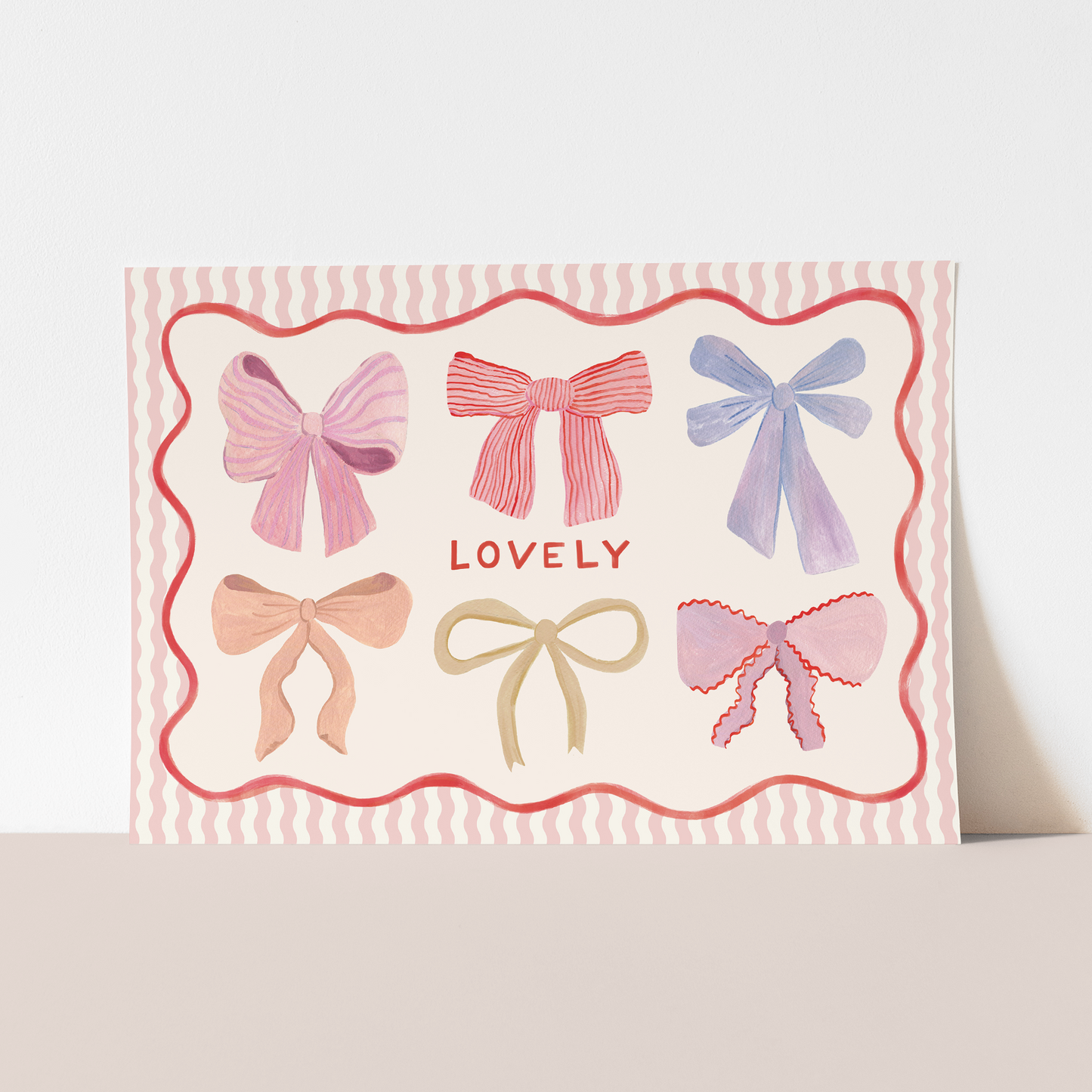 Kid of the Village Lovely Bows Art Print - Pink