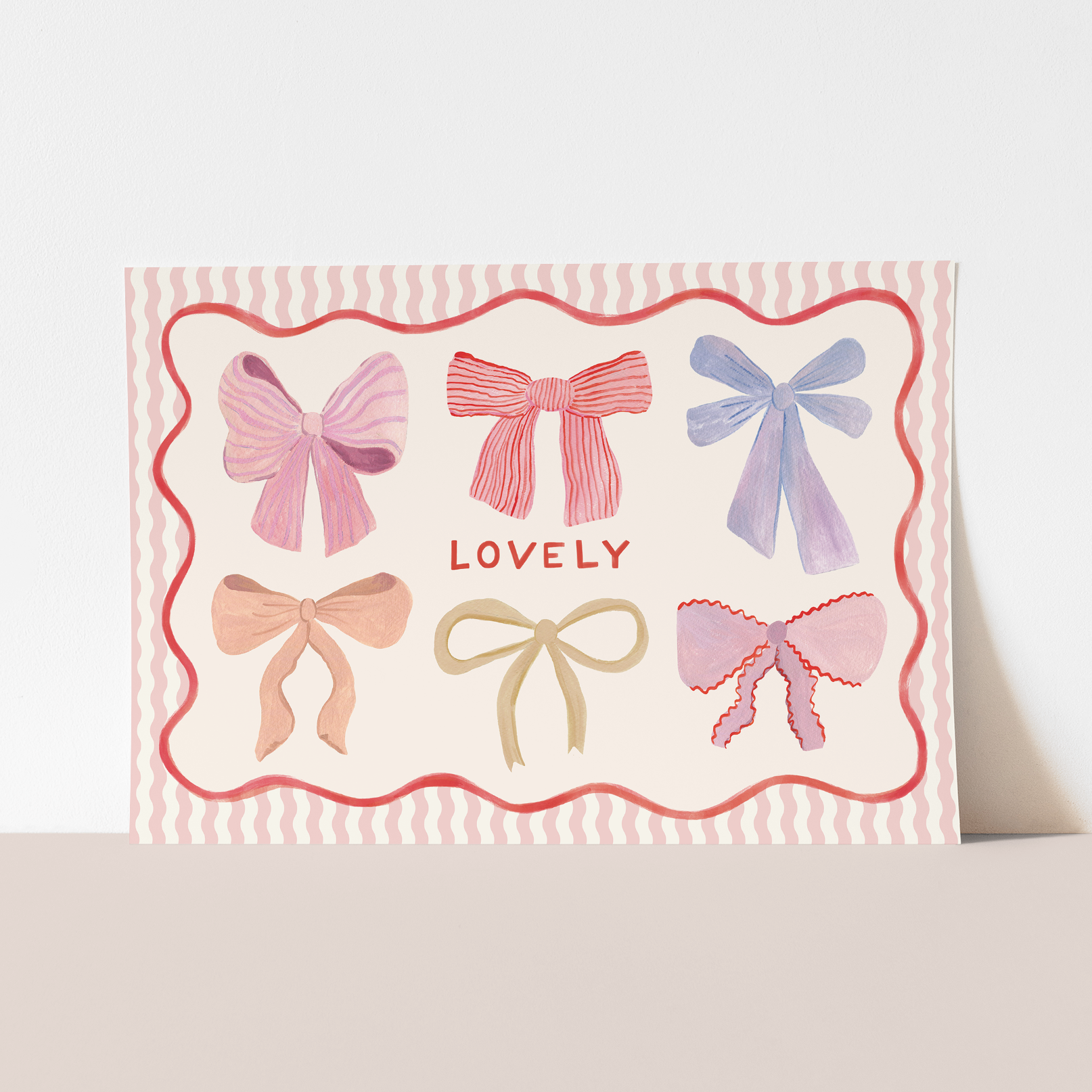 Kid of the Village Lovely Bows Art Print - Pink