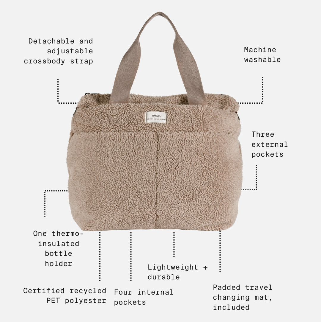 Finnsøn SIGRID Eco Changing Bag with Changing Mat - Teddy Biege