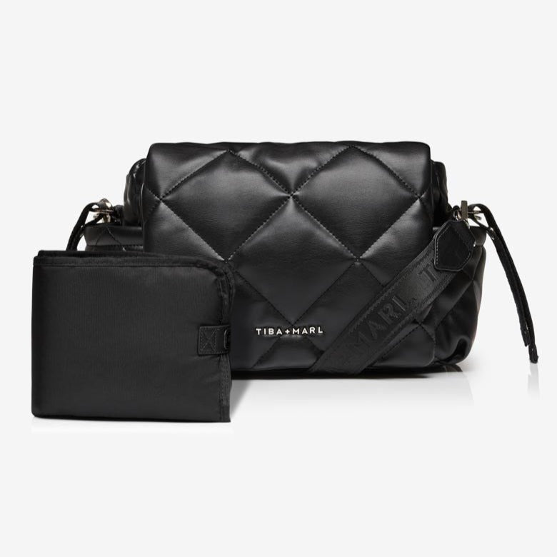 Tiba + Marl Nova Eco Compact Changing Bag - Black Quilted Faux Leather