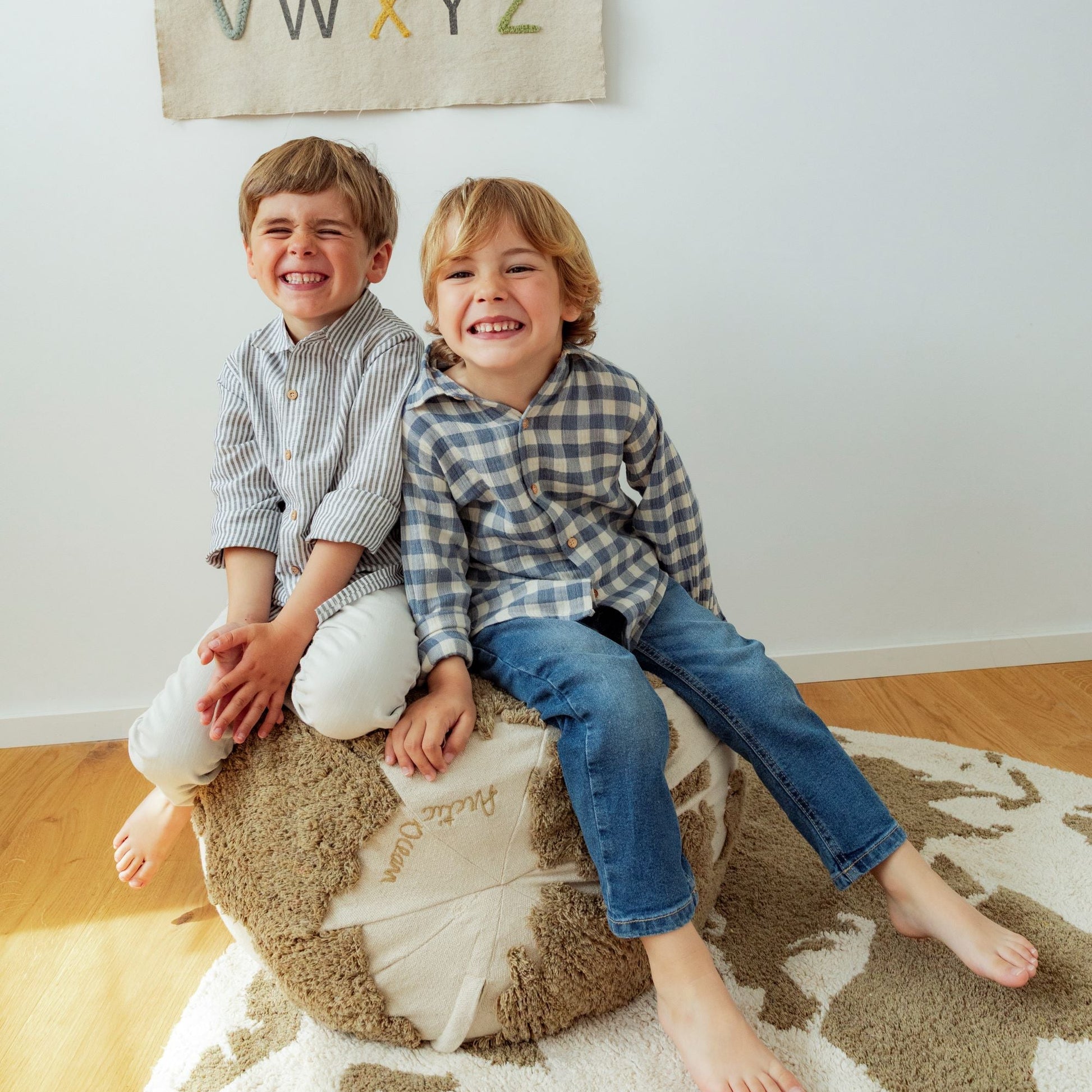 Lorena Canals Pouf - Rugcycled - World Map