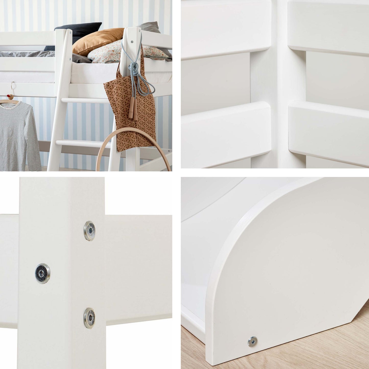 Hoppekids Eco Luxury Mid Sleeper Bed with Slide - White