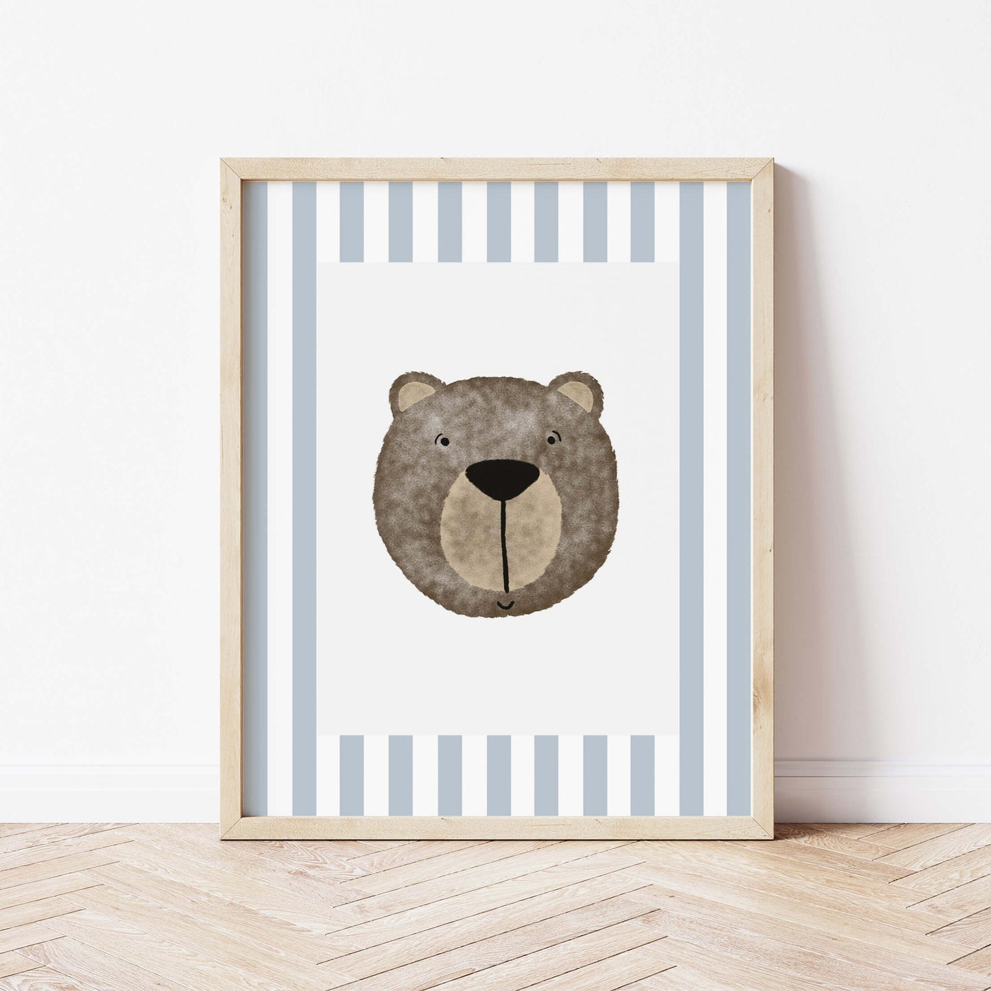 The Little Jones Bear Print - Pale Blue Stripes
