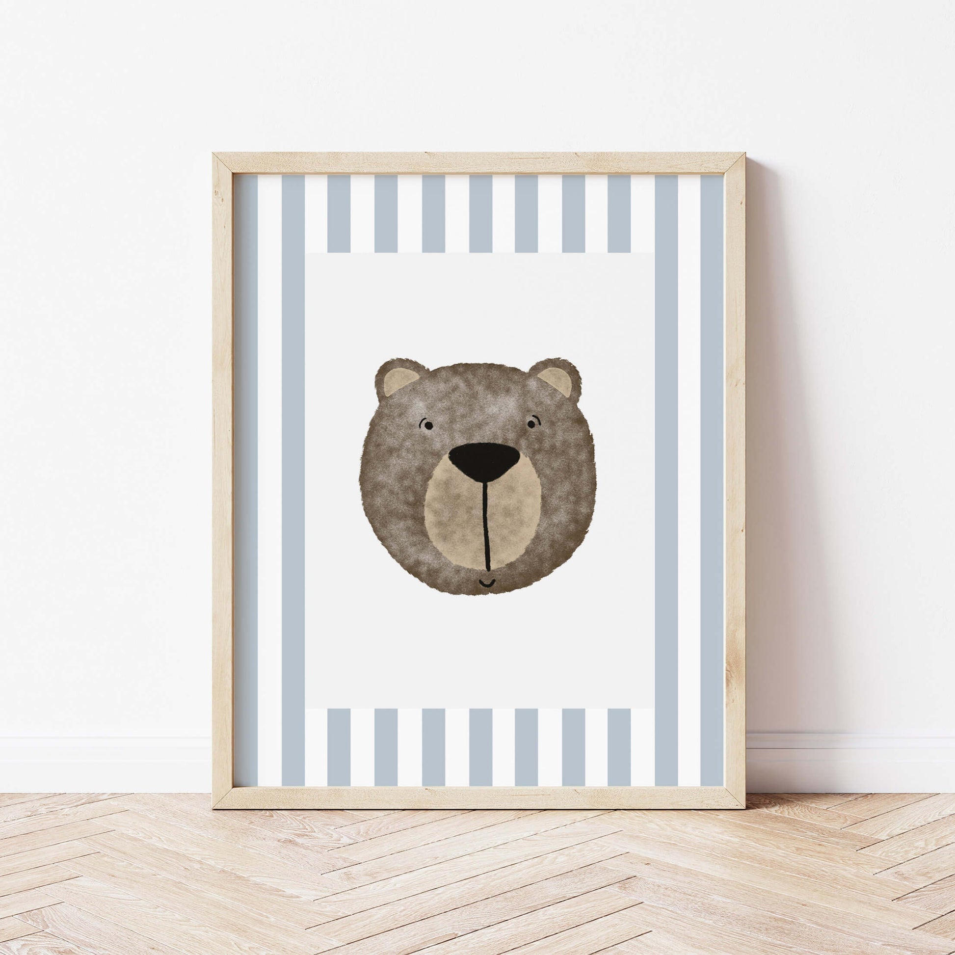 The Little Jones Bear Print - Pale Blue Stripes