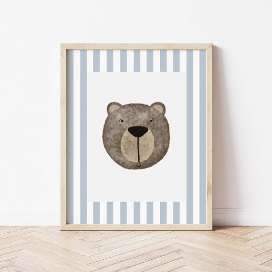 The Little Jones Bear Print - Pale Blue Stripes