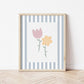 The Little Jones Flowers Print - Pale Blue Stripes