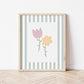 The Little Jones Flowers Print - Green Stripes