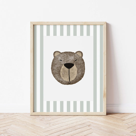 The Little Jones Bear Print - Green Stripes