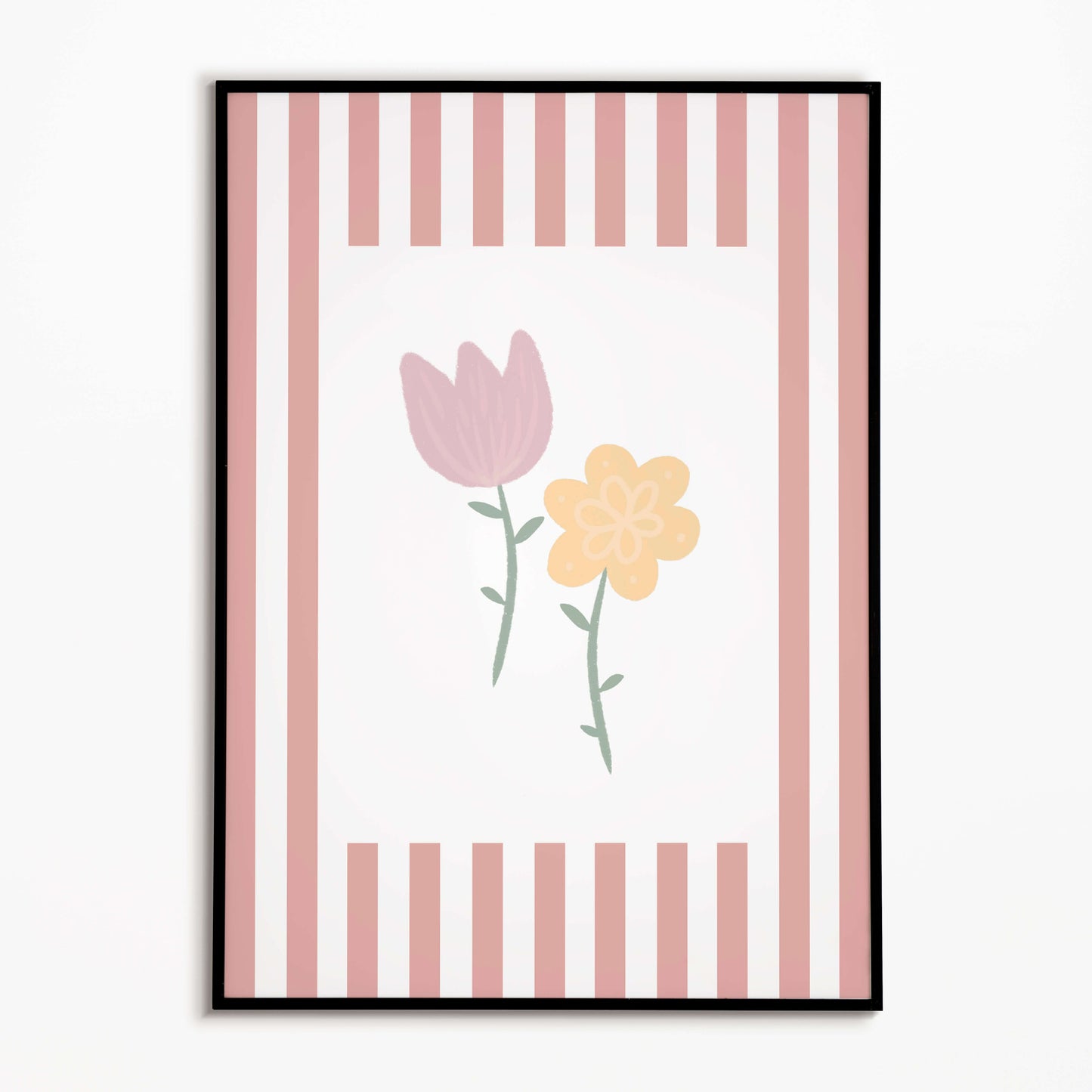 The Little Jones Flowers Print - Pale Red Stripes