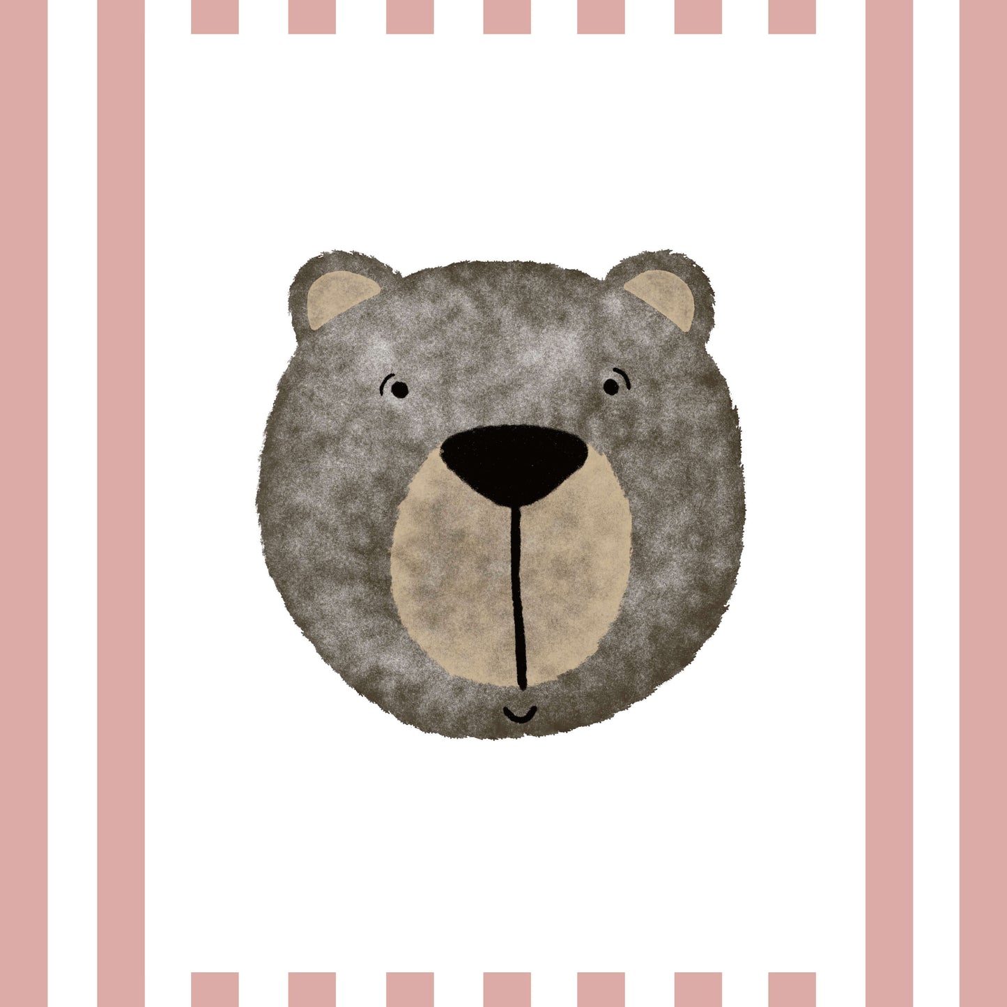 The Little Jones Bear Print - Pale Red Stripes